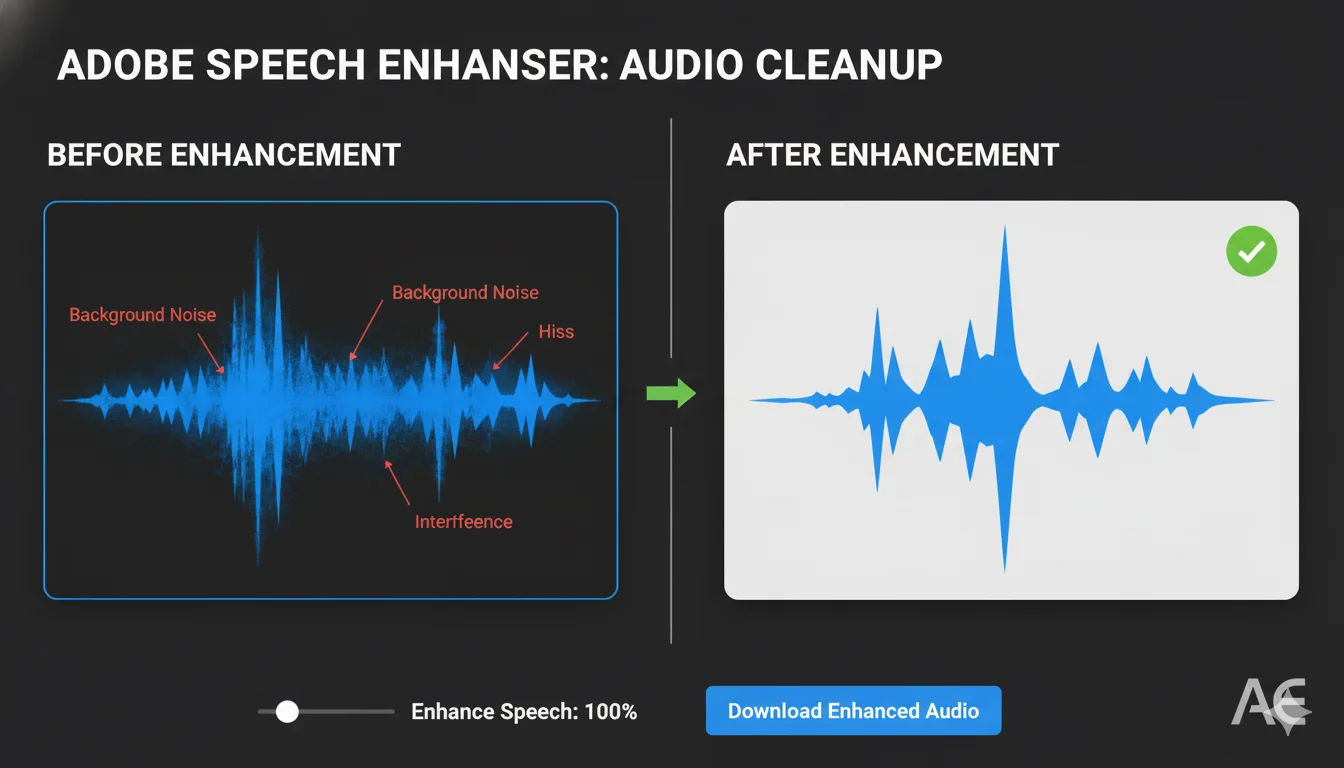 Adobe Speech Enhancer cleaning up audio quality
