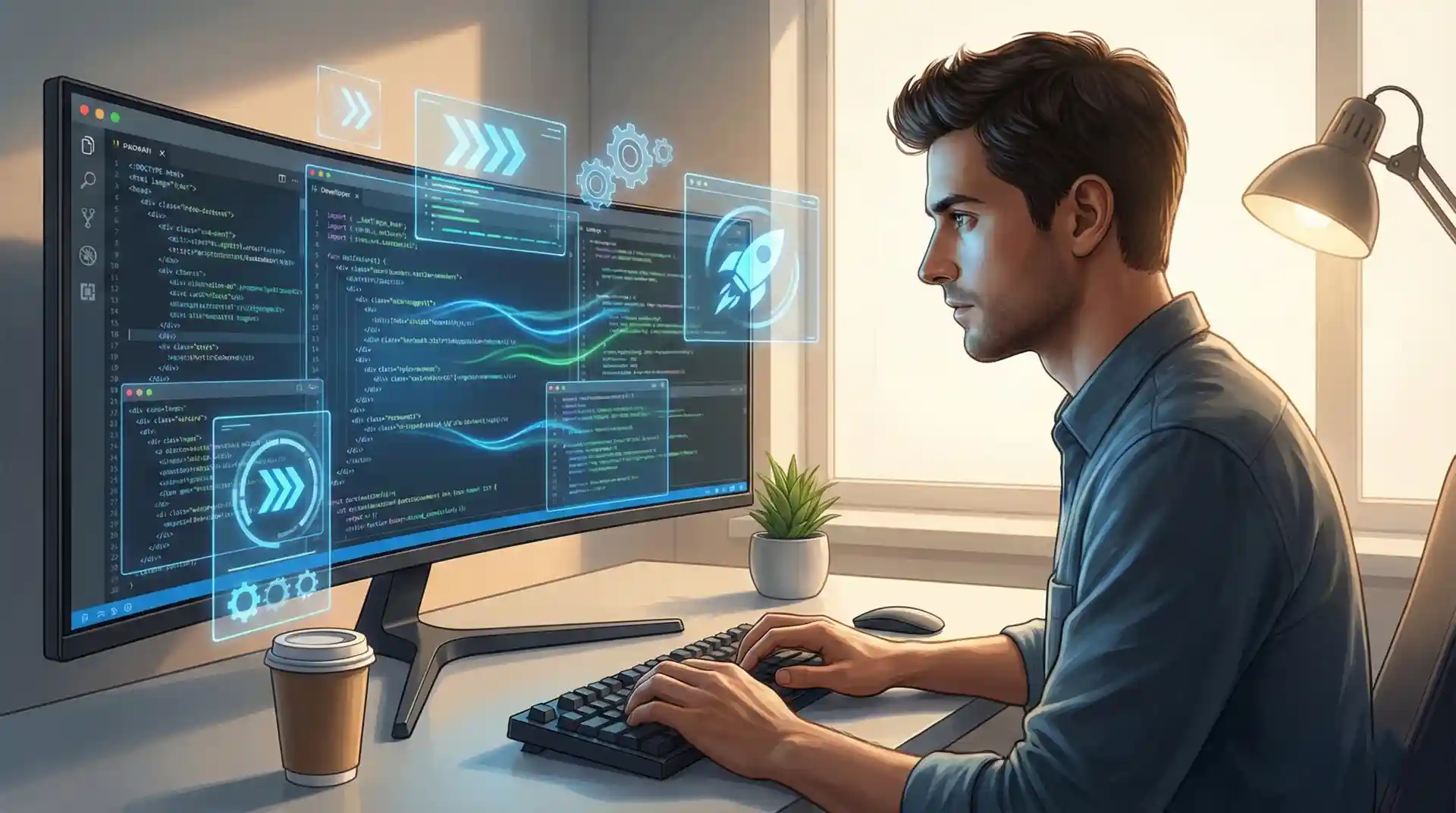 Developer productivity metrics showing AI coding assistant impact on development speed