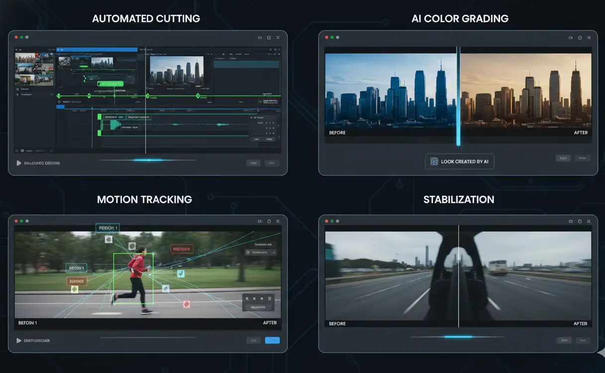 AI video editing features in action