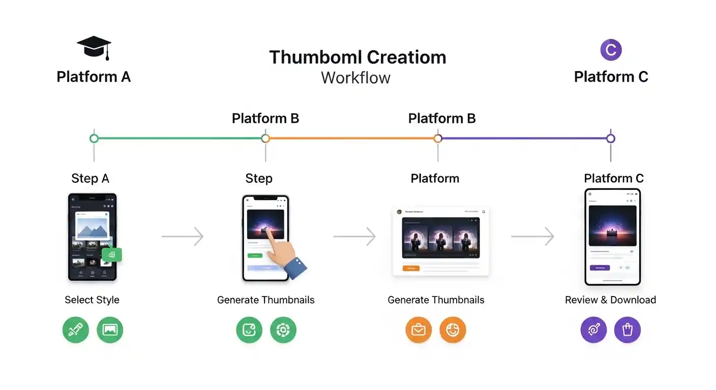Side-by-side comparison of the thumbnail creation workflow using SDXL, Midjourney, and Gemini Image