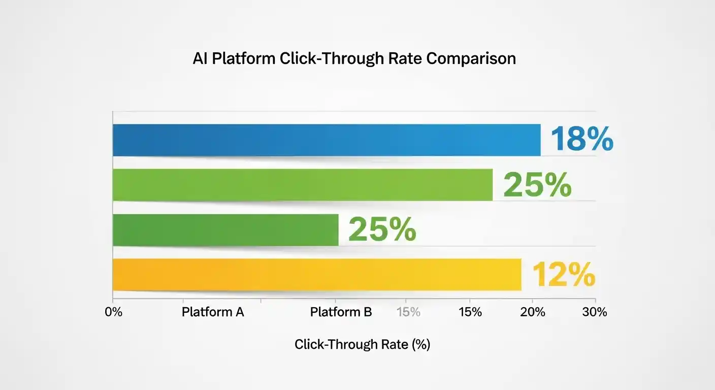 Bar graph comparing click-through rates of SDXL, Midjourney, and Gemini Image across different content categories