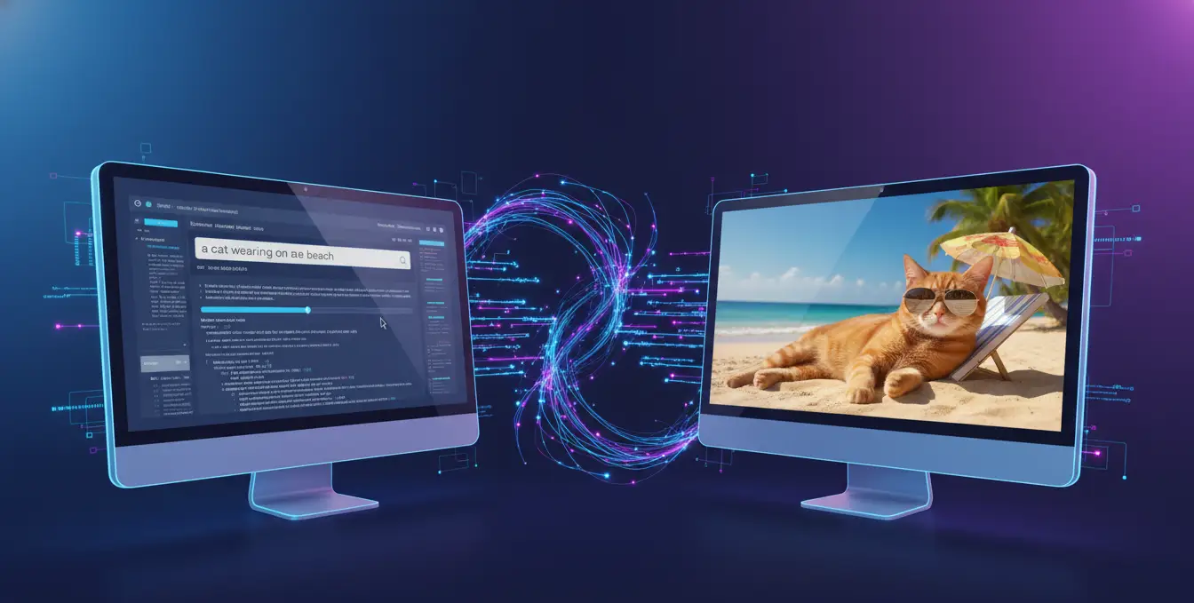 Visual diagram showing how diffusion models convert text prompts into AI-generated images