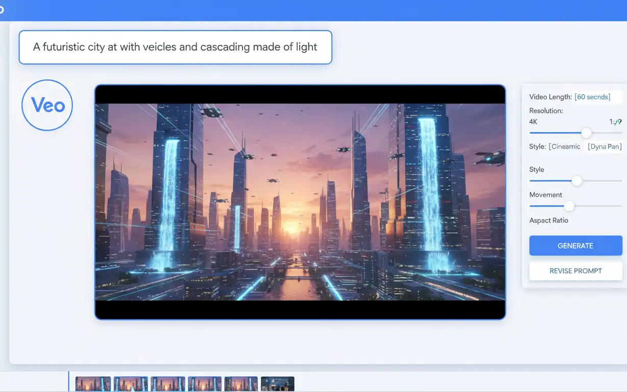 Google Veo 3 interface showing text-to-video generation