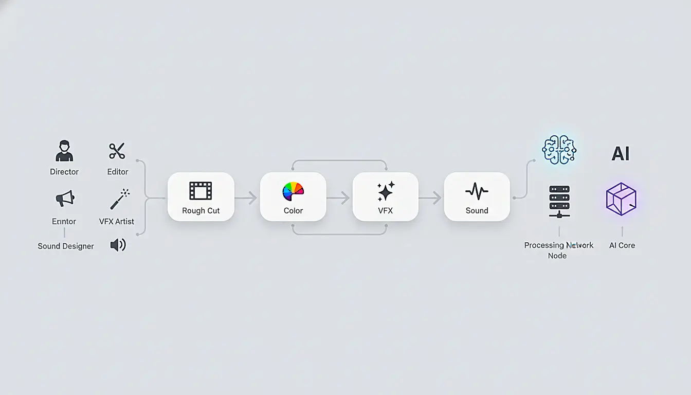 Four-panel grid showing AI-generated impossible shots: continuous space-to-earth descent, zero-gravity interior, historical ancient Rome street, and microscopic journey inside human body