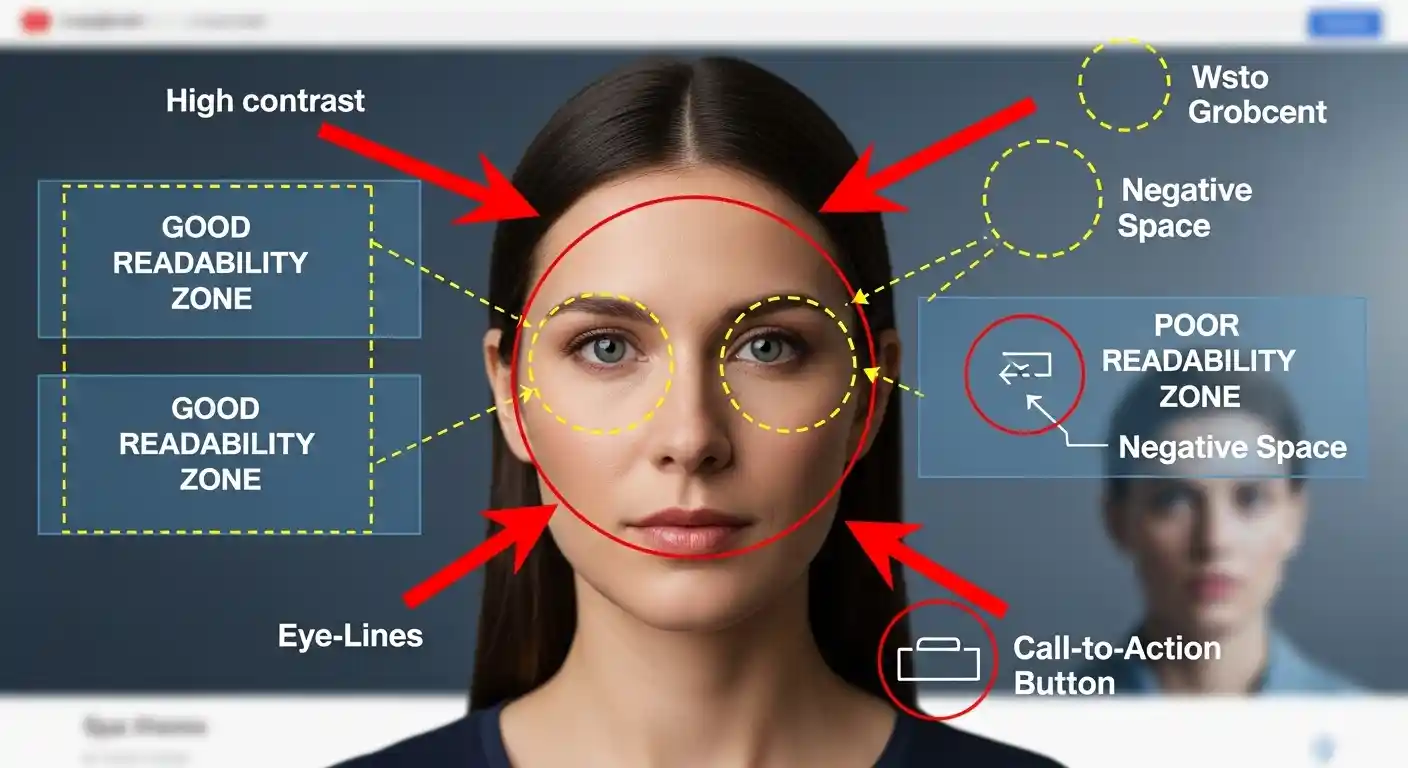 Annotated thumbnails highlighting psychological trigger elements like faces, contrast, and text placement