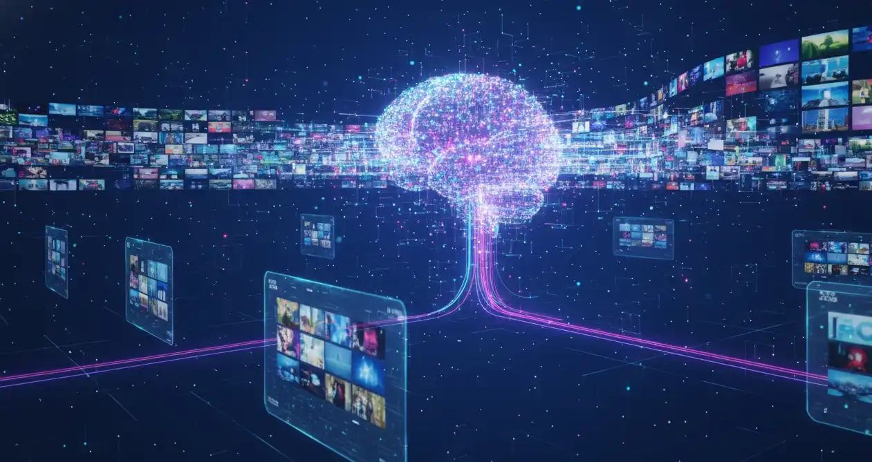Visual representation of Veo 3 AI training with video data